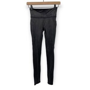 Spanx Faux Leather Leggings Black Moto Skinny High Waist Pull On Stretch XS